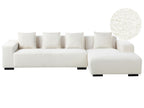Corner Sofa LUNGO Boucle White 4 Seater Left Hand