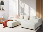 Corner Sofa LUNGO Boucle White with Ottoman 4 Seater Left Hand