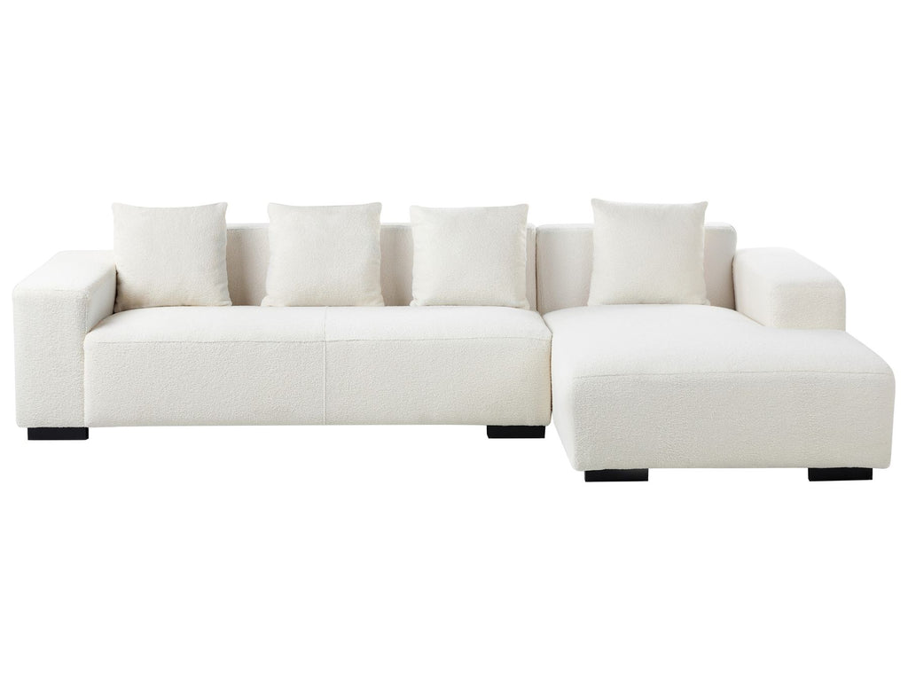 Corner Sofa LUNGO Boucle White 4 Seater Left Hand