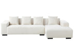 Corner Sofa LUNGO Boucle White 4 Seater Left Hand
