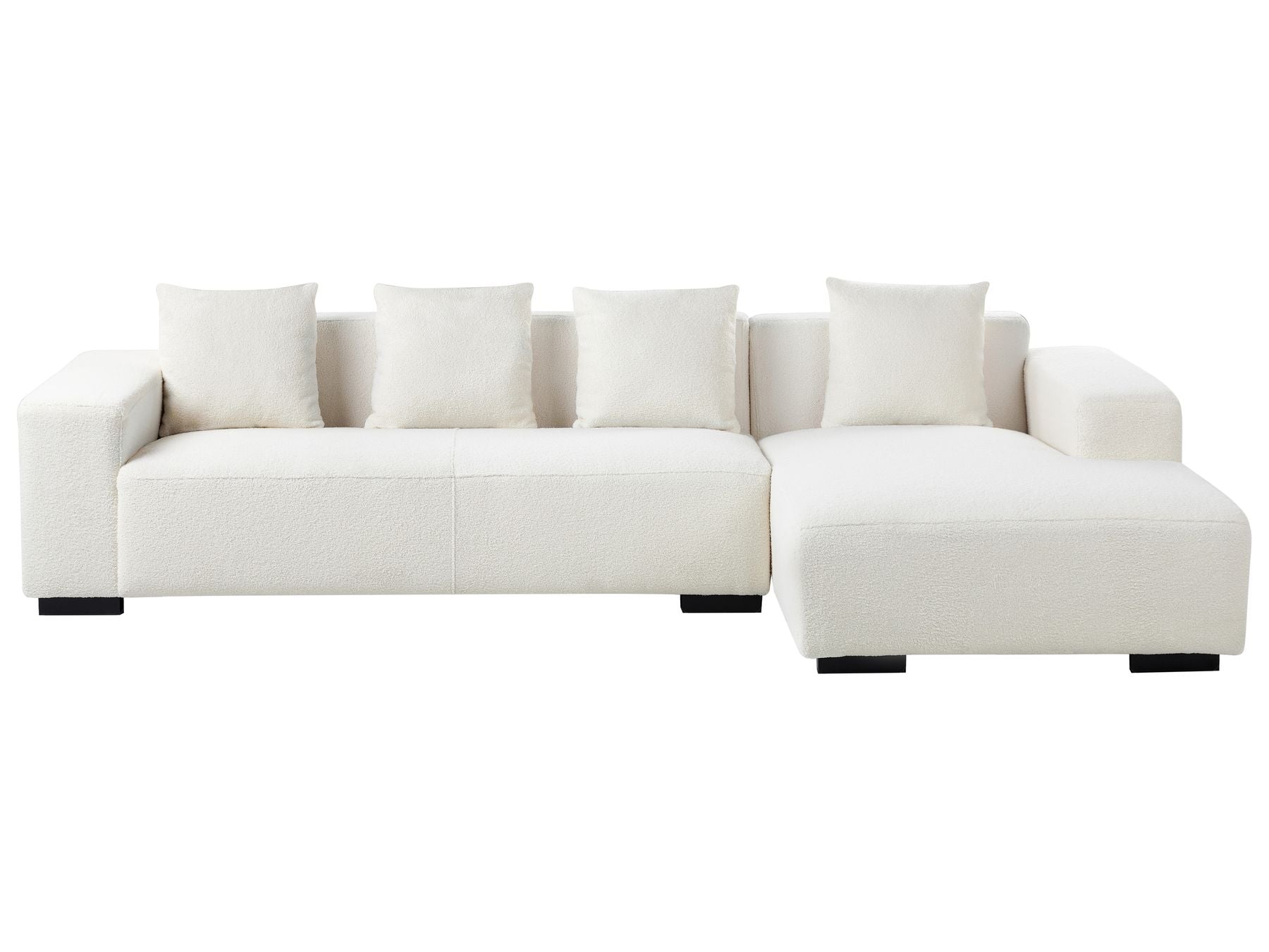 Corner Sofa LUNGO Boucle White 4 Seater Left Hand