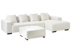 Corner Sofa LUNGO Boucle White with Ottoman 4 Seater Left Hand