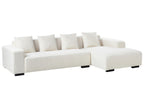 Corner Sofa LUNGO Boucle White 4 Seater Left Hand