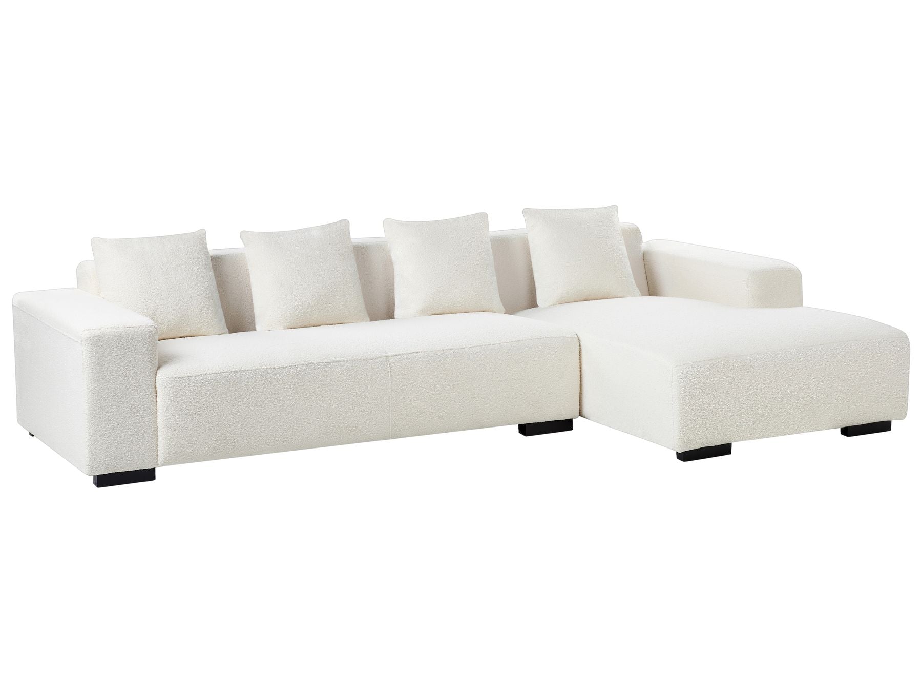 Corner Sofa LUNGO Boucle White 4 Seater Left Hand