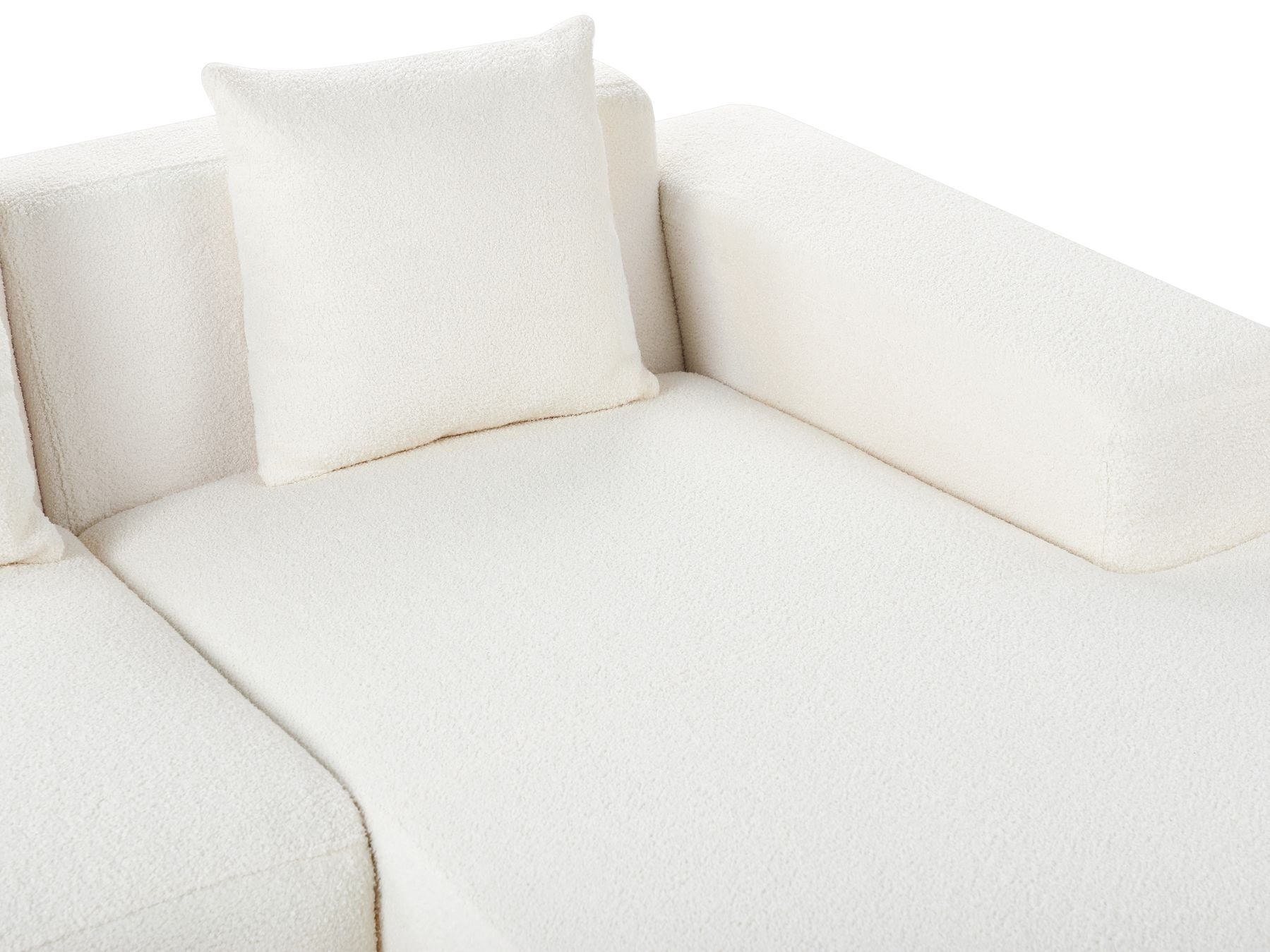 Corner Sofa LUNGO Boucle White 4 Seater Left Hand
