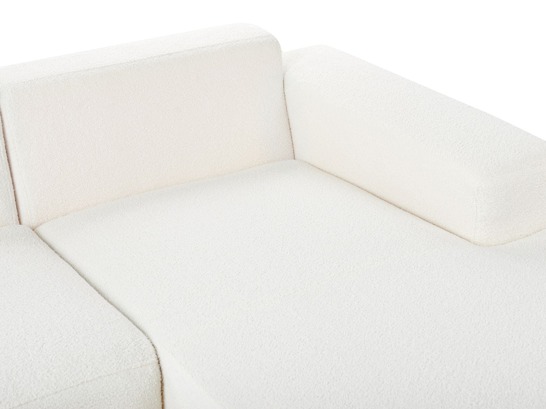 Corner Sofa LUNGO Boucle White 4 Seater Left Hand