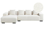 Corner Sofa LUNGO Boucle White 4 Seater Right Hand