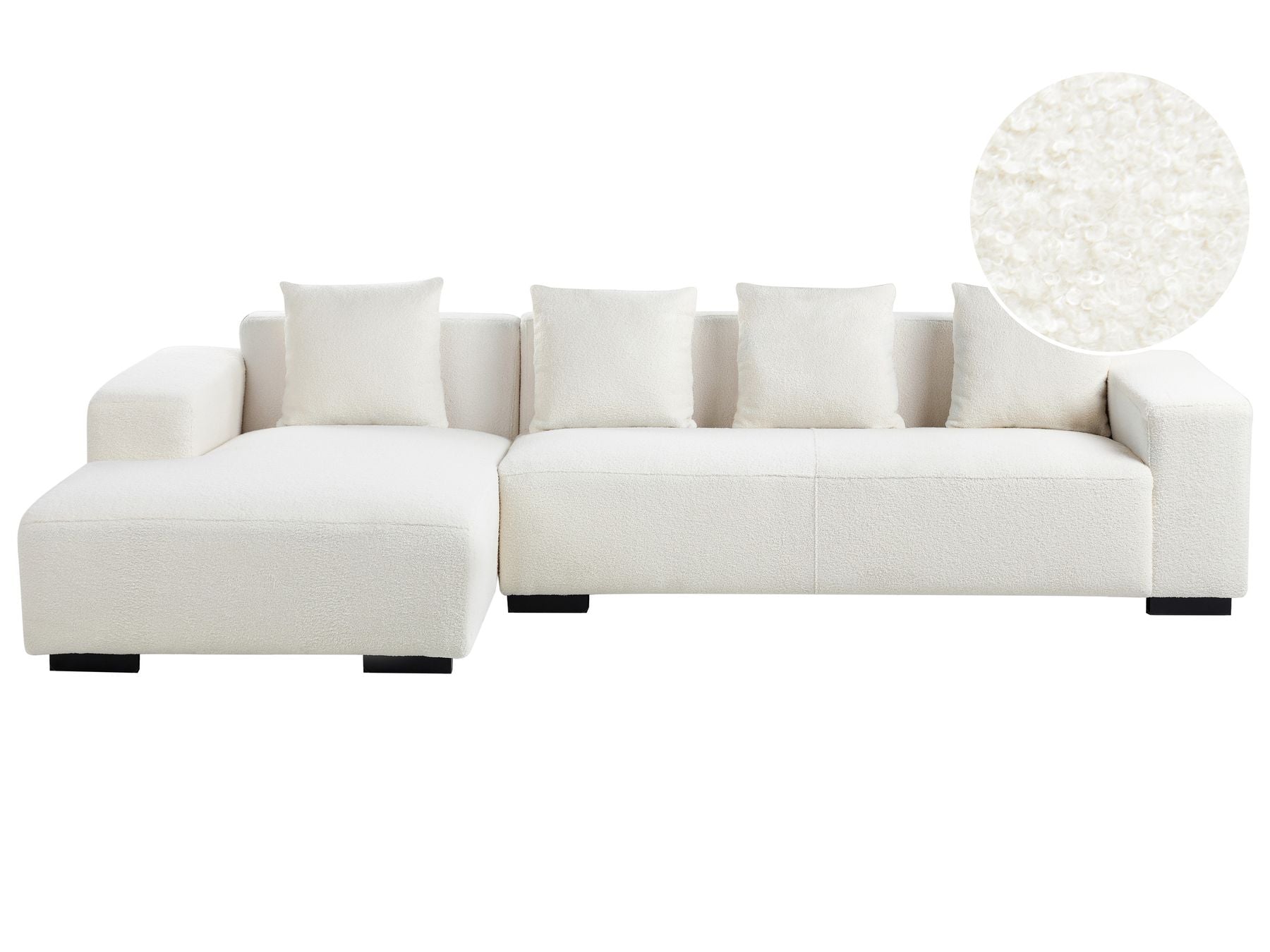 Corner Sofa LUNGO Boucle White 4 Seater Right Hand
