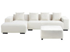 Corner Sofa LUNGO Boucle White with Ottoman 4 Seater Right Hand