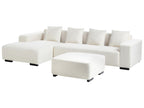 Corner Sofa LUNGO Boucle White with Ottoman 4 Seater Right Hand