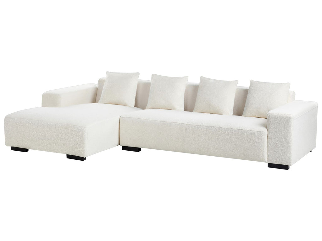 Corner Sofa LUNGO Boucle White 4 Seater Right Hand