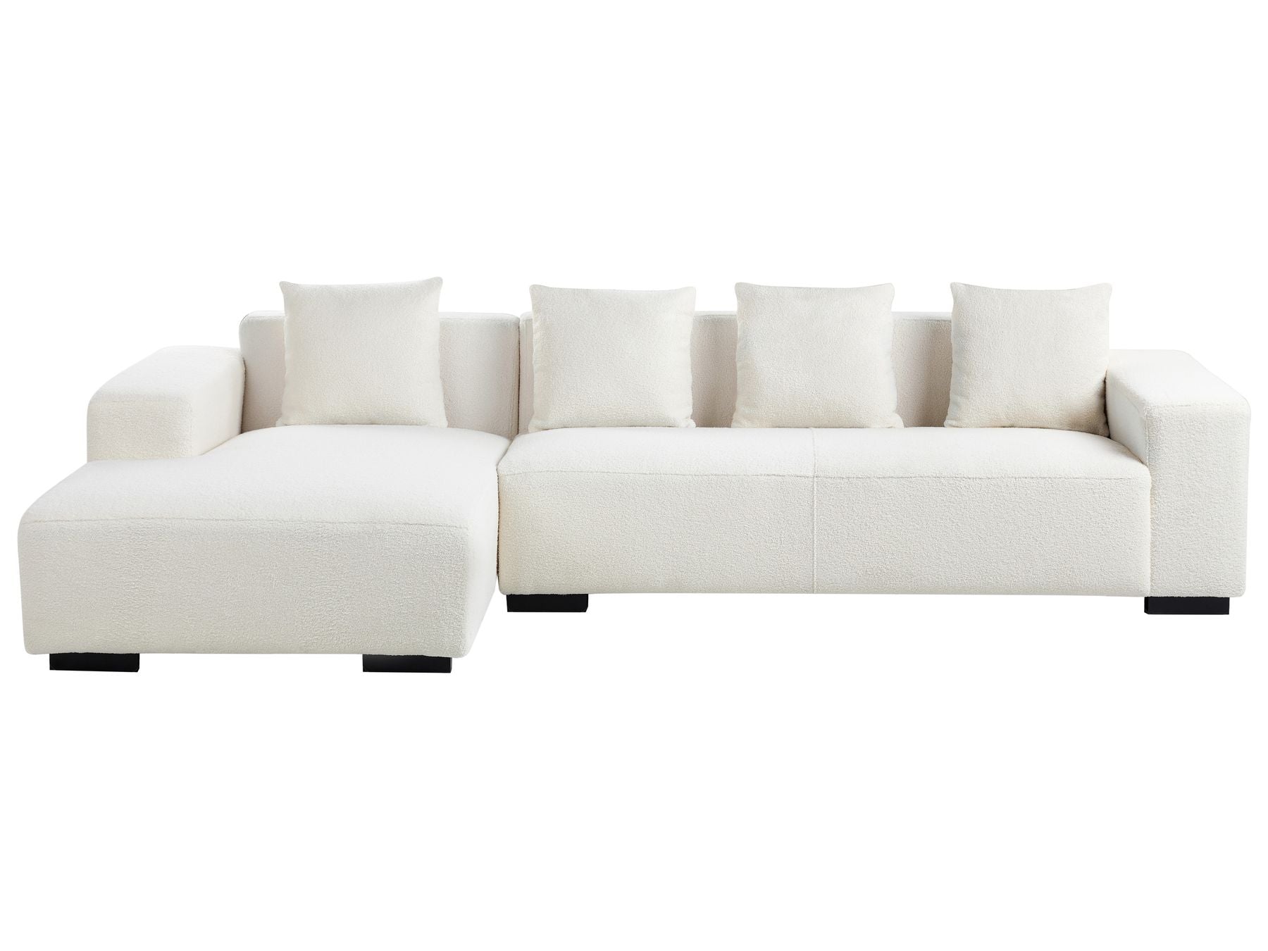 Corner Sofa LUNGO Boucle White with Ottoman 4 Seater Right Hand