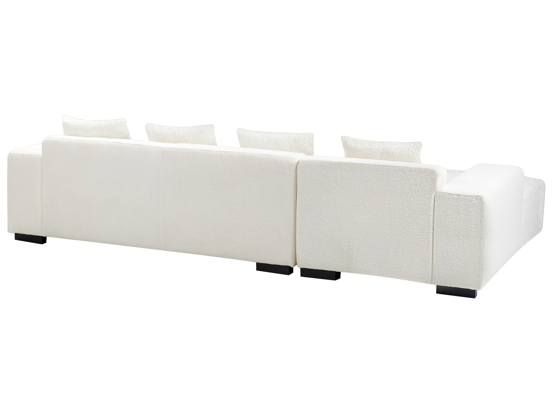 Corner Sofa LUNGO Boucle White with Ottoman 4 Seater Right Hand