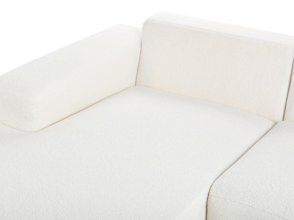 Corner Sofa LUNGO Boucle White with Ottoman 4 Seater Right Hand