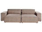 Left Hand 2-Seater Modular Fabric Corner Sofa with Ottoman Brown HELLNAR
