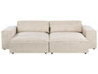Modular Corner Sofa HELLNAR Velvet Light Beige with Ottoman 2 Seater Left Hand
