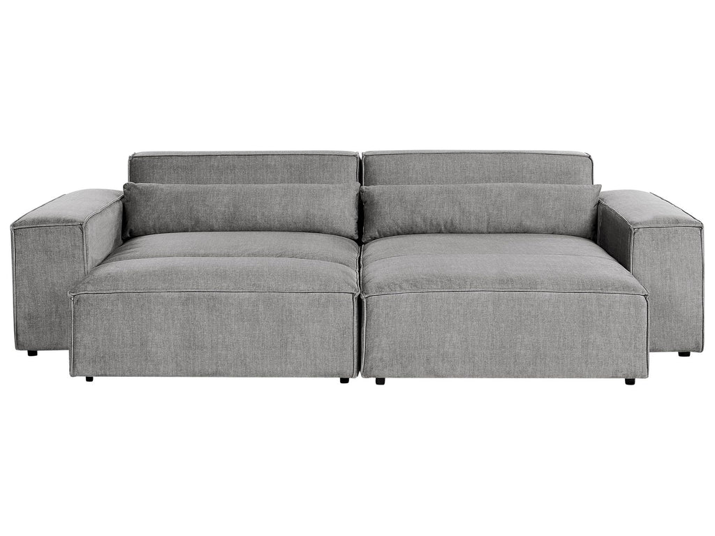 Modular Corner Sofa HELLNAR Fabric Grey with Ottoman 2 Seater Left Hand