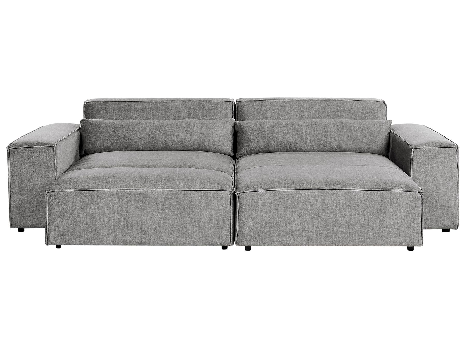 Modular Corner Sofa HELLNAR Fabric Grey with Ottoman 2 Seater Left Hand