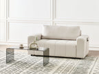 Sofa Bed INNVIK Fabric Light Beige with Storage 2 Seater