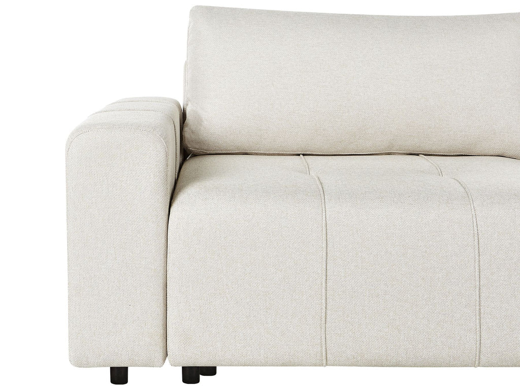 Sofa Bed INNVIK Fabric Light Beige with Storage 2 Seater