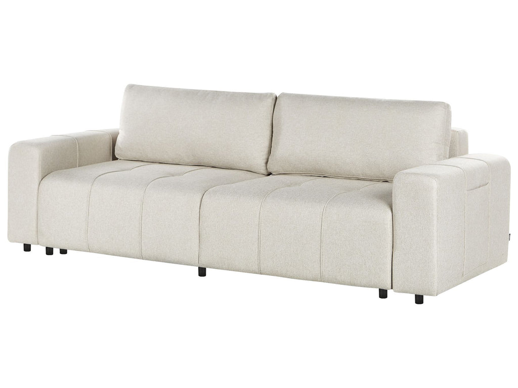 Sofa Bed INNVIK Fabric Light Beige 3 Seater