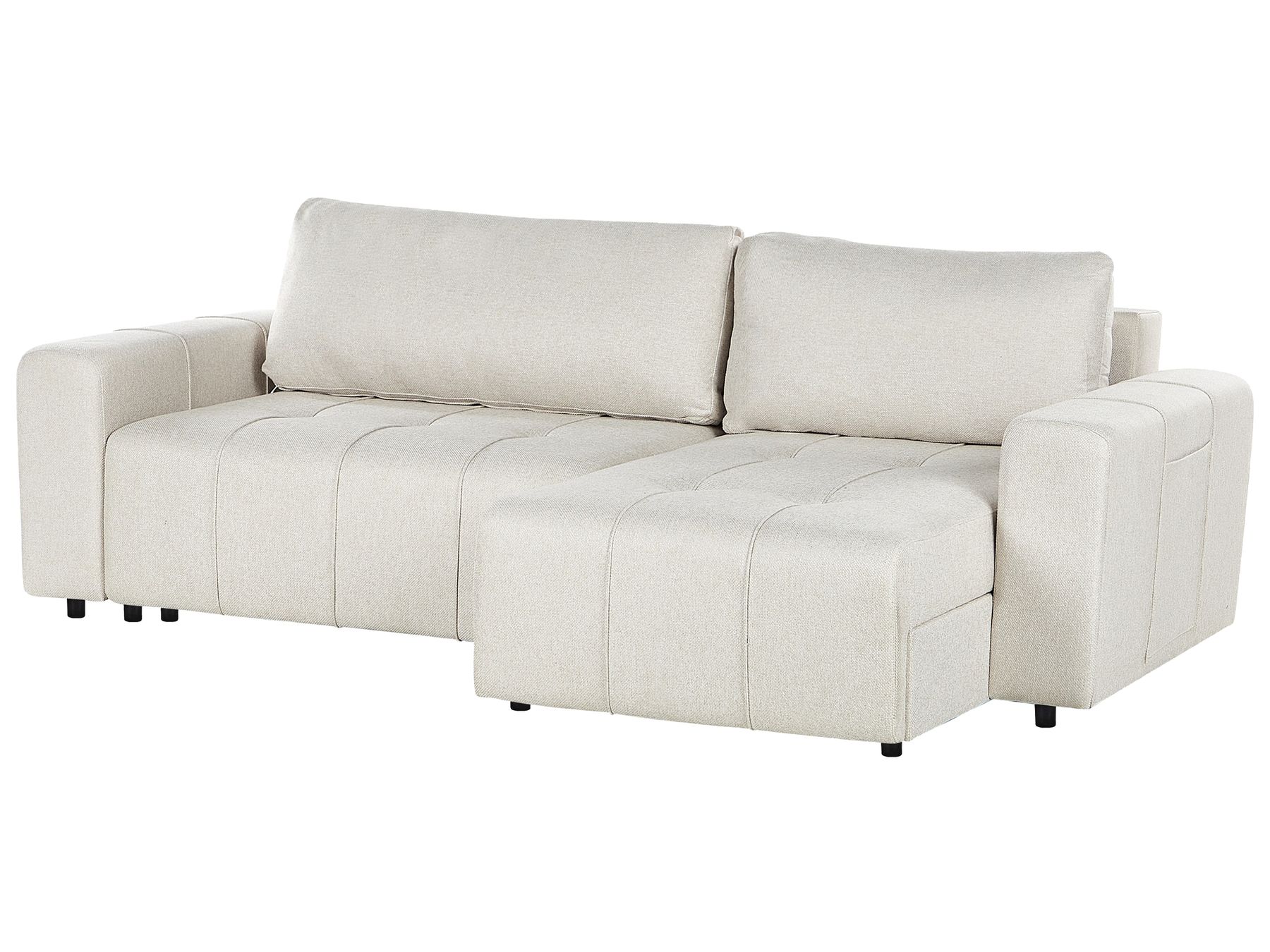 Corner Sofa Bed INNVIK Fabric Light Beige 3 Seater Left Hand
