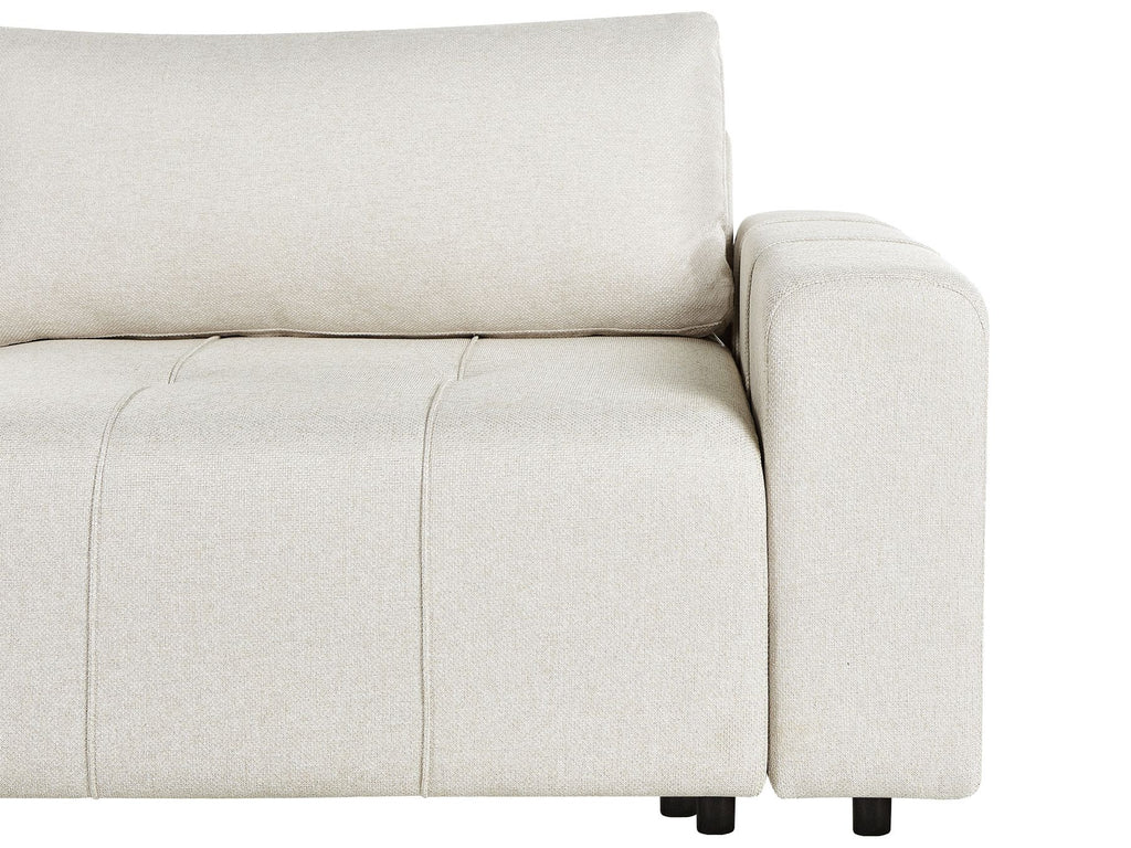 Corner Sofa Bed INNVIK Fabric Light Beige 3 Seater Right Hand