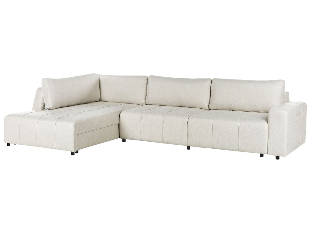 Corner Sofa Bed INNVIK Fabric Light Beige with Storage 4 Seater Right Hand