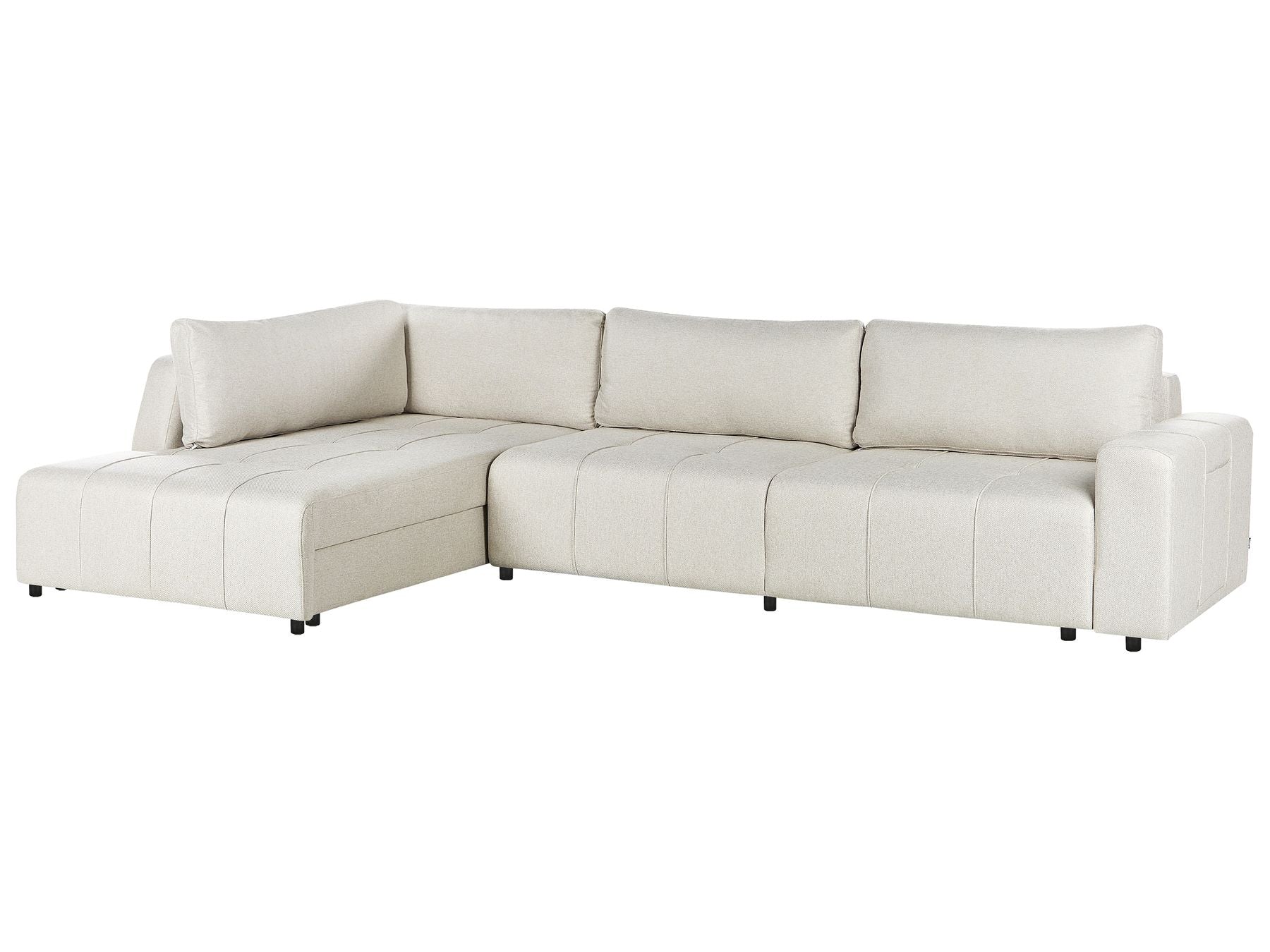 Corner Sofa Bed INNVIK Fabric Light Beige with Storage 4 Seater Right Hand