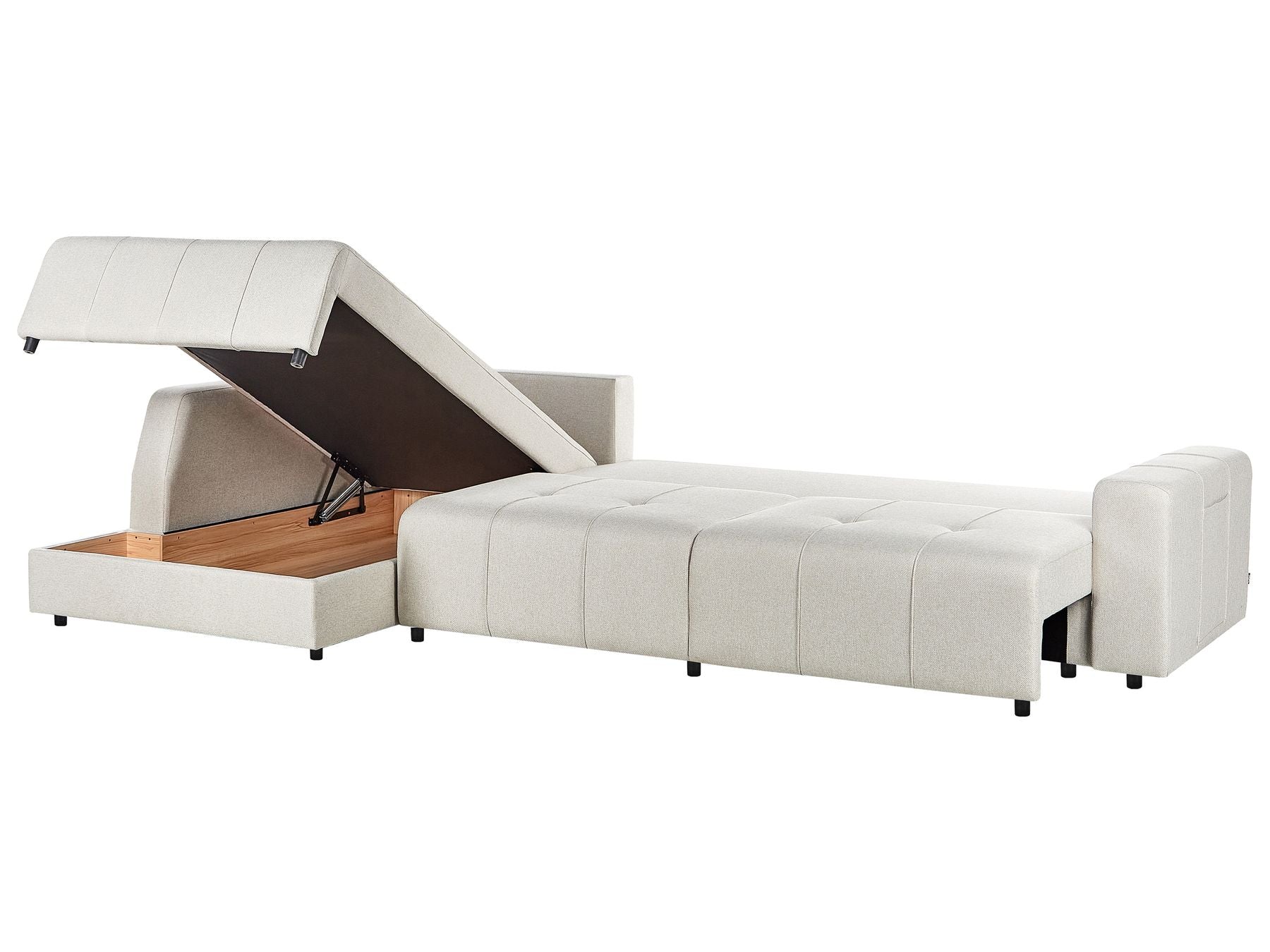 Corner Sofa Bed INNVIK Fabric Light Beige with Storage 4 Seater Right Hand