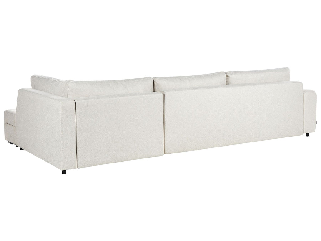 Corner Sofa Bed INNVIK Fabric Light Beige with Storage 4 Seater Right Hand