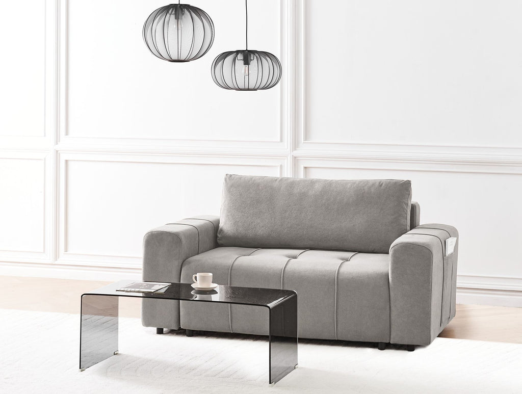 Sofa INNVIK Fabric Light Grey with Storage 2 Seater