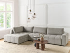 Corner Sofa Bed INNVIK Fabric Light Grey with Storage 4 Seater Right Hand