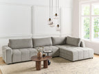 Corner Sofa Bed INNVIK Fabric Light Grey with Storage 4 Seater Left Hand