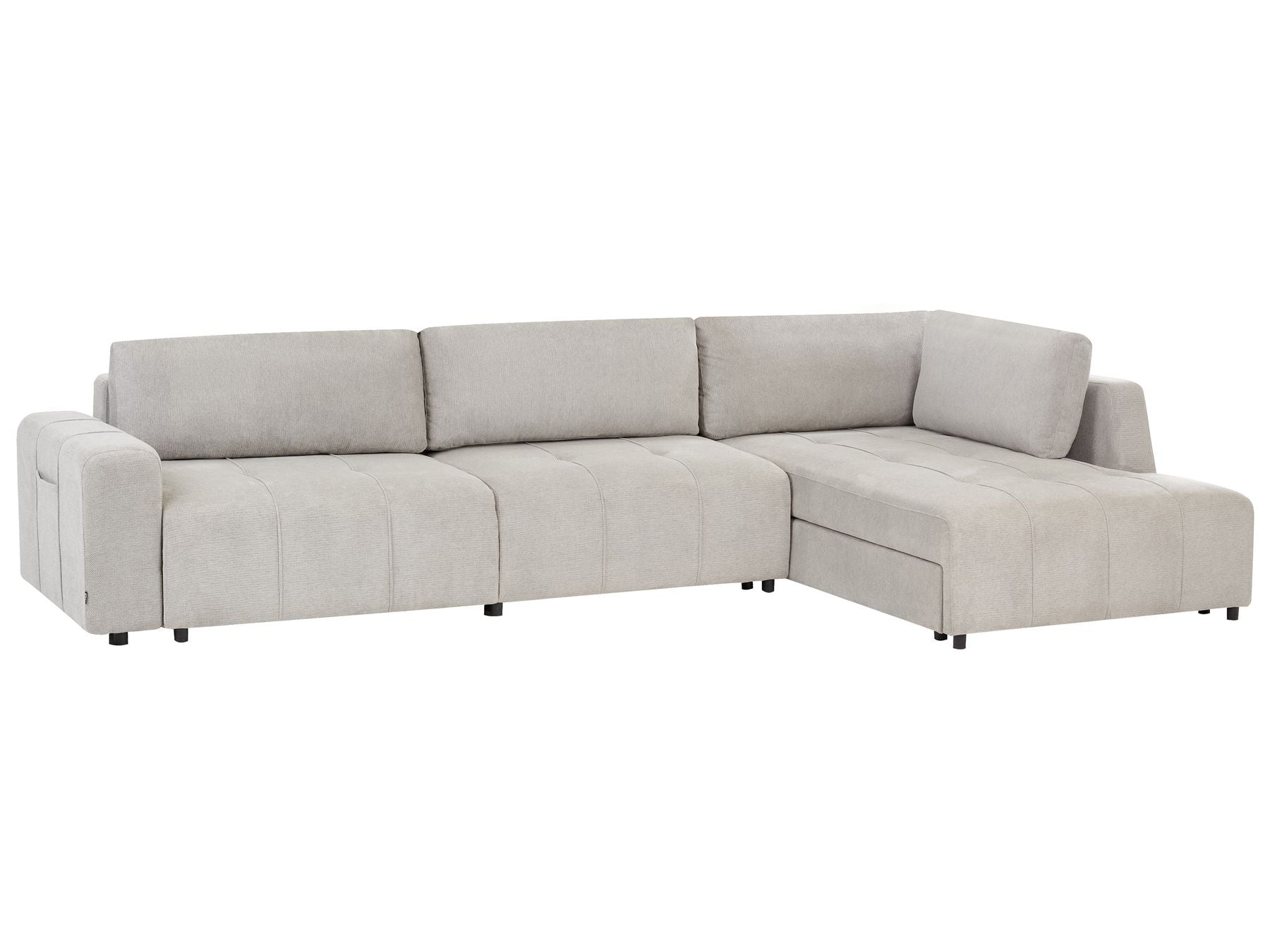 Corner Sofa Bed INNVIK Fabric Light Grey with Storage 4 Seater Left Hand