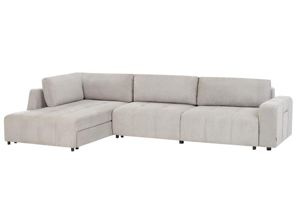 Corner Sofa Bed INNVIK Fabric Light Grey with Storage 4 Seater Right Hand