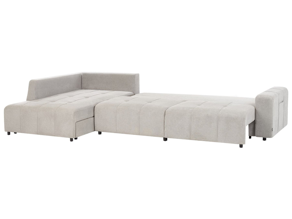 Corner Sofa Bed INNVIK Fabric Light Grey with Storage 4 Seater Right Hand
