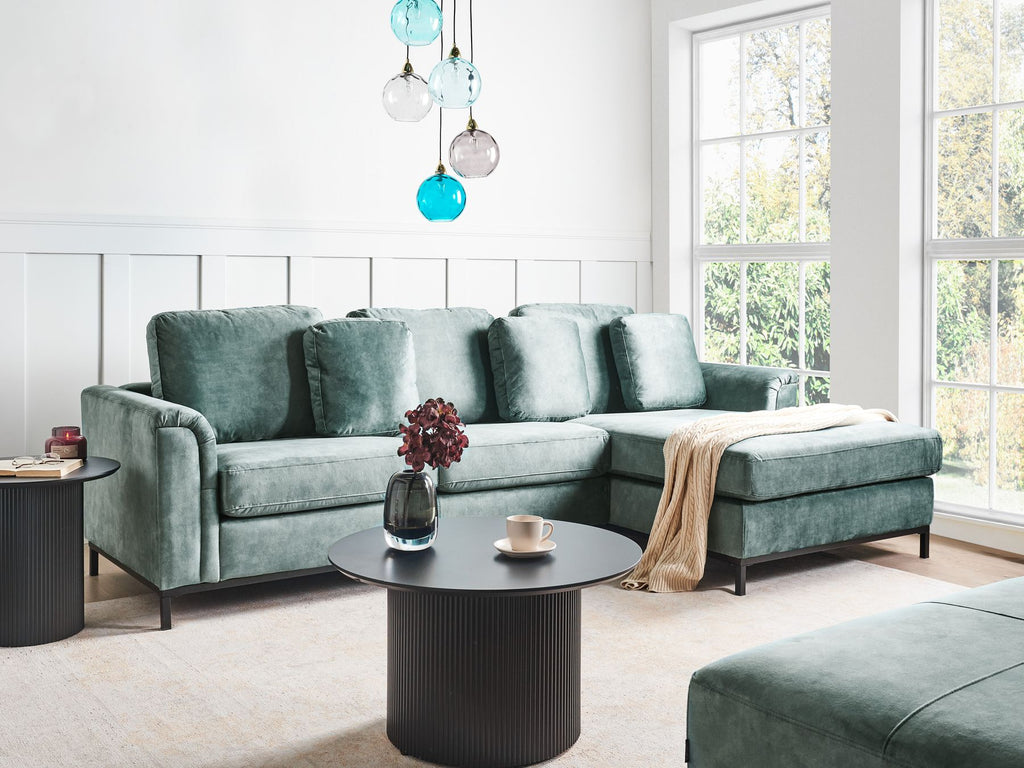 Corner Sofa OSLO Velvet Teal 4 Seater Left Hand