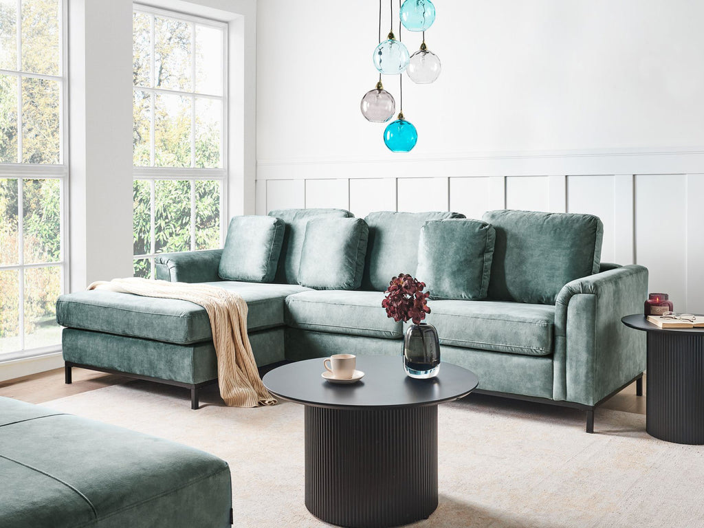Corner Sofa OSLO Velvet Teal 4 Seater Right Hand