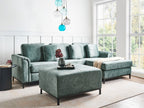 Left Hand Corner Velvet Sofa with Ottoman Teal OSLO