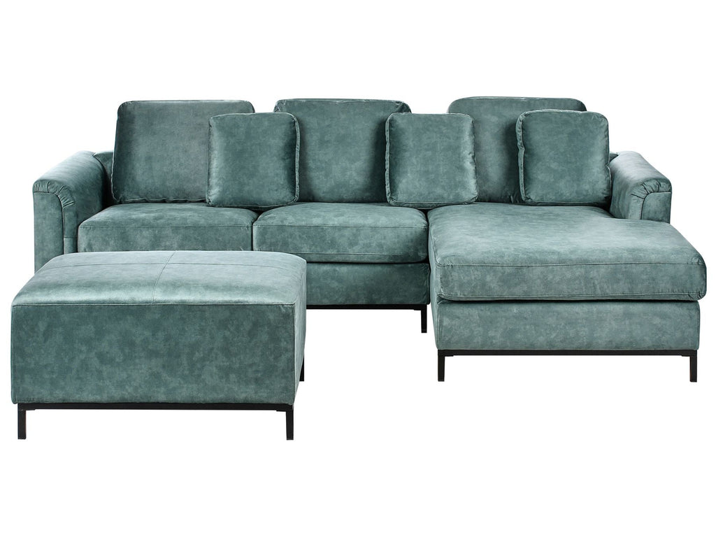 Left Hand Corner Velvet Sofa with Ottoman Teal OSLO