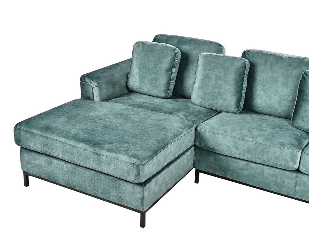 Right Hand Corner Velvet Sofa with Ottoman Teal OSLO