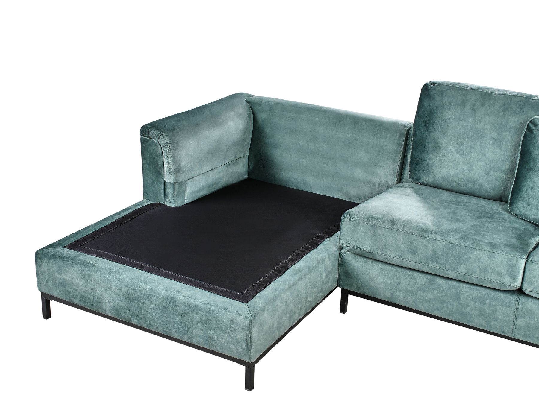 Right Hand Corner Velvet Sofa with Ottoman Teal OSLO