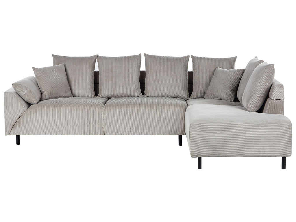 Corner Sofa LUNNER Corduroy Light Grey 4 Seater Left Hand