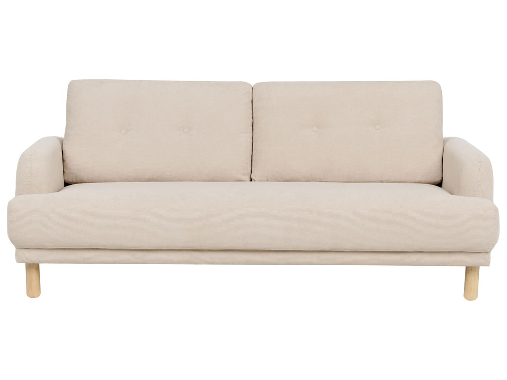 3 Seater Corduroy Sofa Beige TUVE