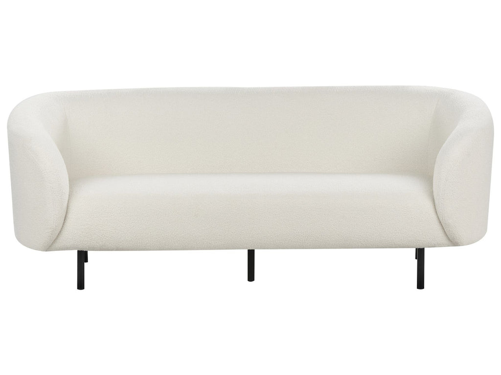 3 Seater Boucle Sofa White and Black LOEN