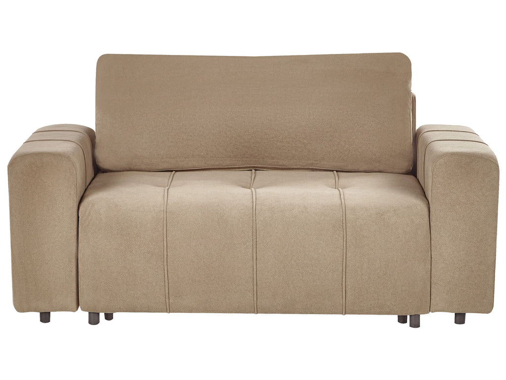 Sofa Bed INNVIK Fabric Brown with Storage 2 Seater