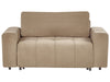 Sofa Bed Fabric Brown with Storage 2 Seater