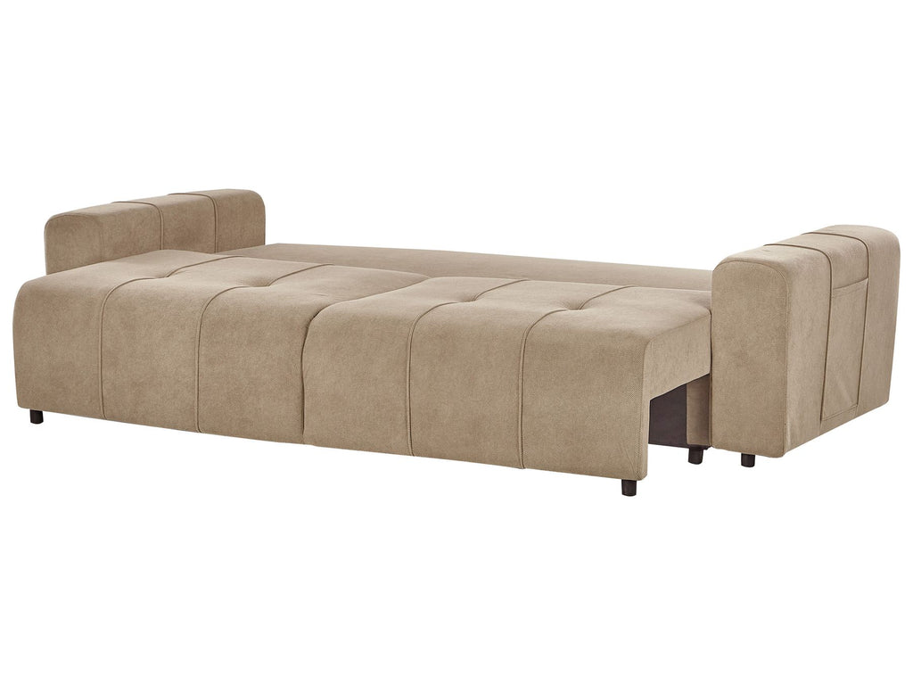 Sofa Bed INNVIK Fabric Brown with Storage 3 Seater