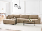 Corner Sofa Bed INNVIK Fabric Brown with Storage 4 Seater Right Hand